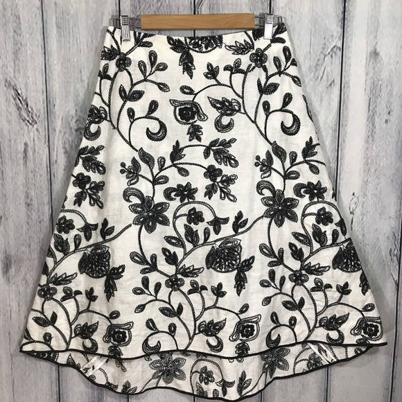 Principe Womens 100% Linen Skirt Size 4 Embroidery - Picture 7 of 7